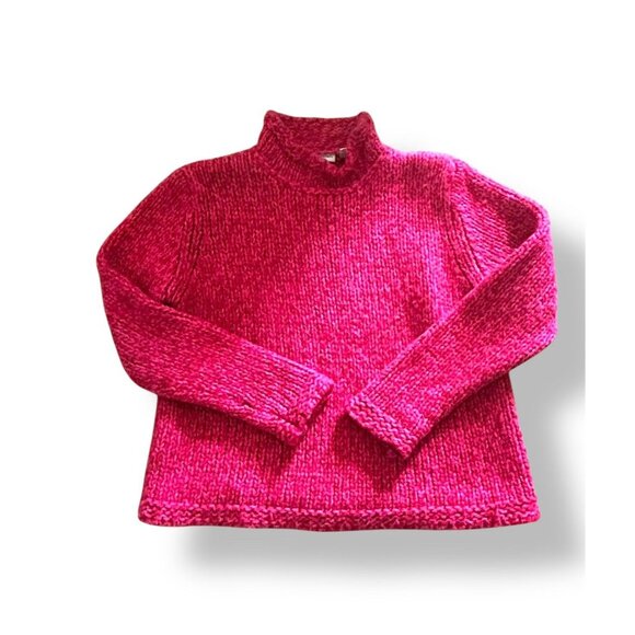 Crossroads Chunky Knit Sweater Barbie Pink Wool Blend Boho Hipster Size Large - Picture 15 of 15